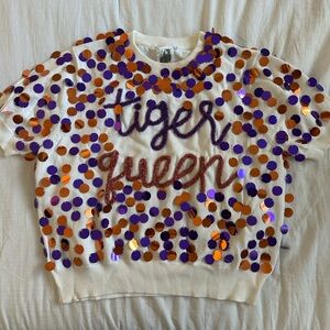 Queen of Sparkles Clemson Short Sleeve Sweater